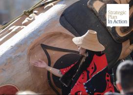 Blessing the Reconciliation Pole at its raising ceremony. Photo: Paul Joseph