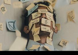 Person covered in post-it notes 