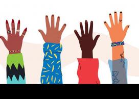Graphic of multicultural hands