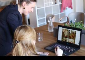 Mother teaching child