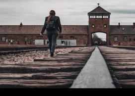 Person walking on train tracks